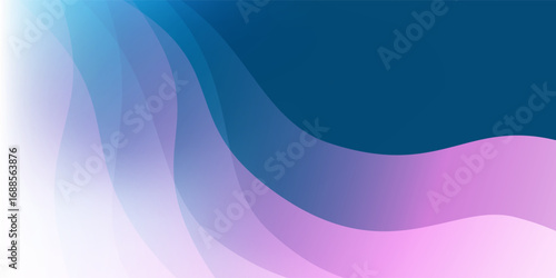 Abstract background with translucent wavy, curvy shapes, soft gradient colors in blue, purple and pink. Modern flowing design, perfect for digital art, presentations, or contemporary decoration.