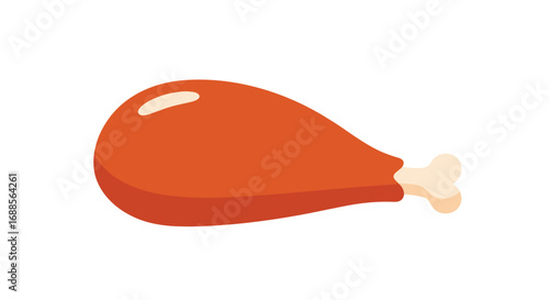 A delicious golden brown roasted chicken leg displayed on a white background for food photography
