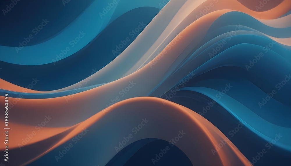 Obraz premium Abstract flowing shapes in blue and orange hues