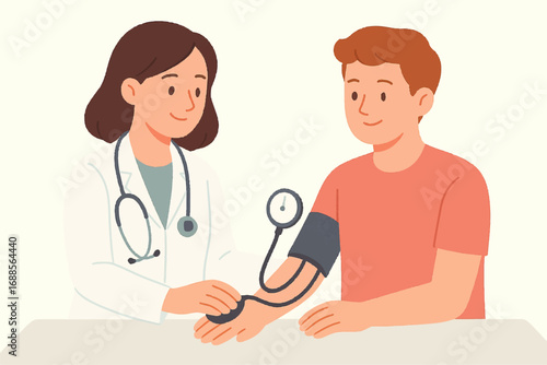Doctor Checks Patient Blood Pressure Medical Examination
