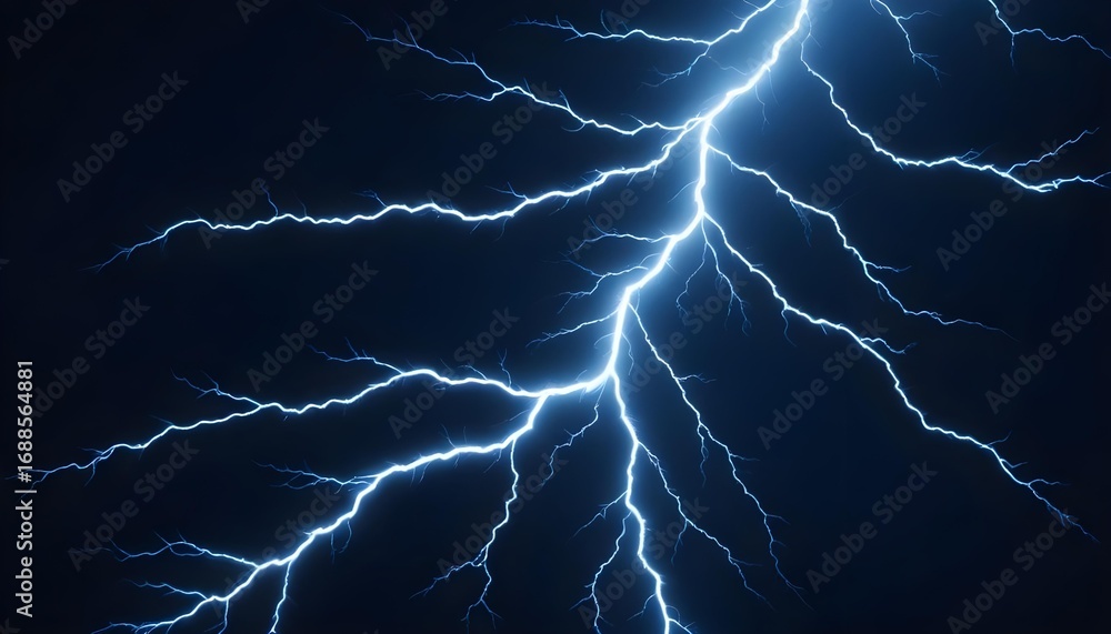 Fototapeta premium Intense lightning strikes across a dark night sky.