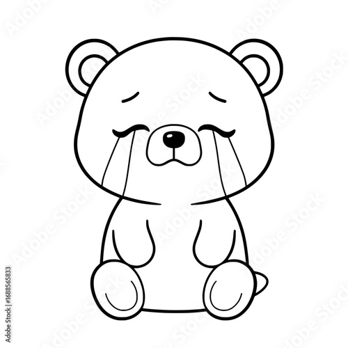 Crying Bear Face Outline