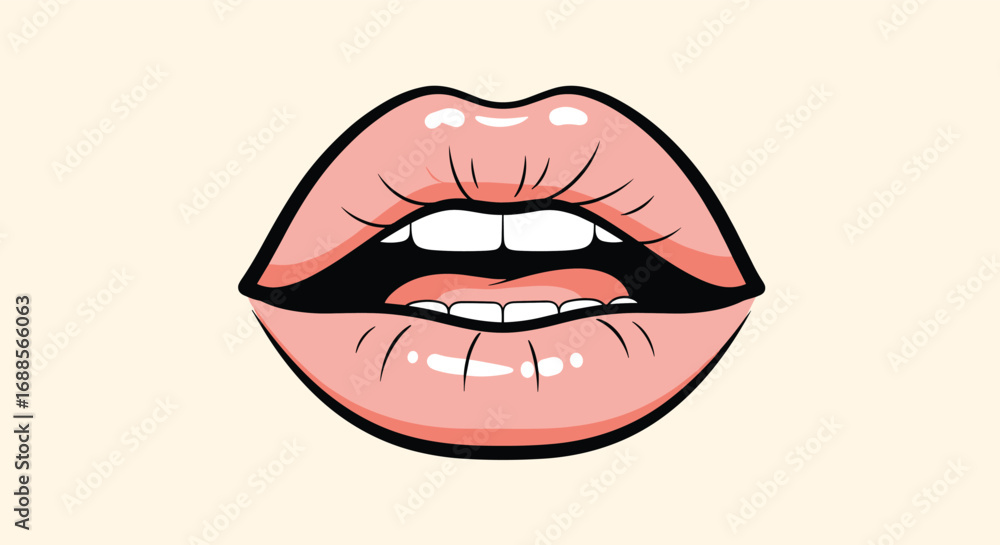 Obraz premium Sensual lips open smiling pouting kissing mouth art