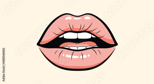 Sensual lips open smiling pouting kissing mouth art