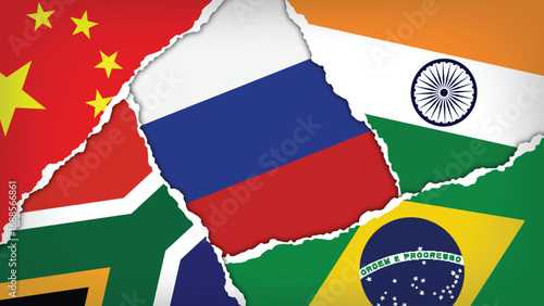 Illustration Vector Featuring Russia, Brazil, India, Brazil and South Africa Identities