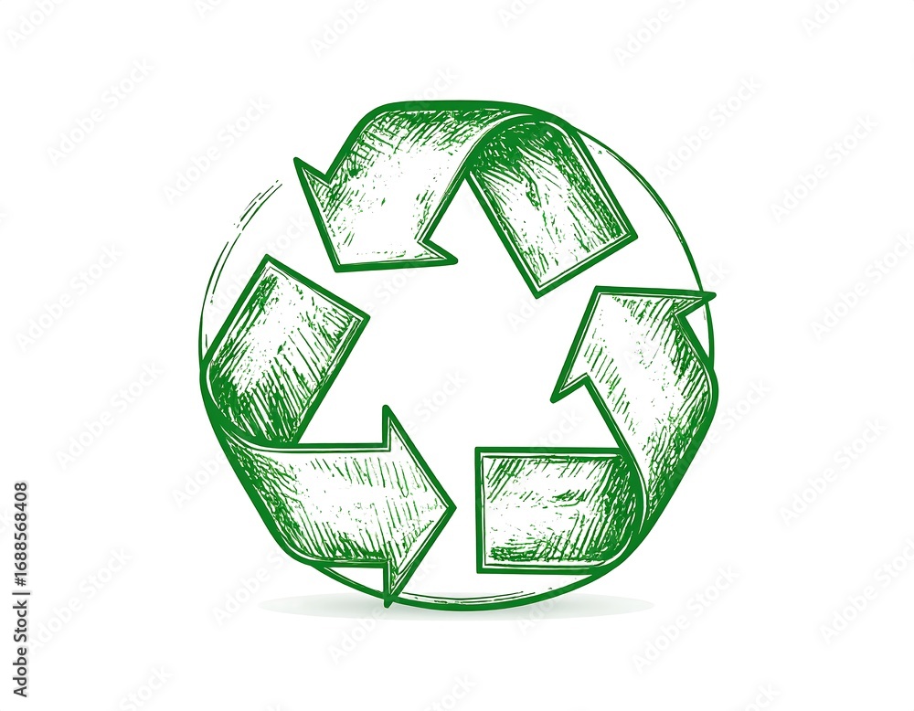 Obraz premium Green recycling symbol sketch