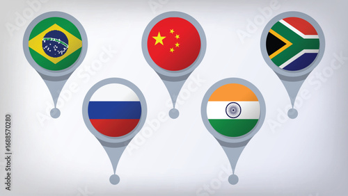 Illustration Vector Featuring Russia, Brazil, India, Brazil and South Africa Identities