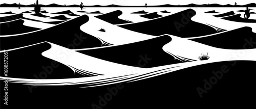 desert sand dunes black silhouette,desert sand dunes vector illustration