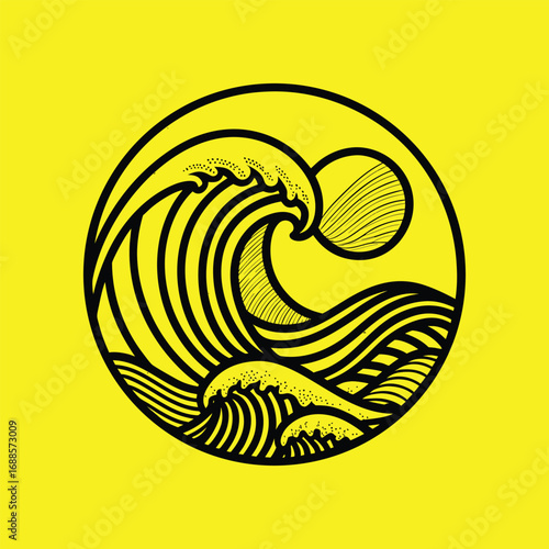Abstract vector illustration of a spiral snail shell design with a floral curl pattern