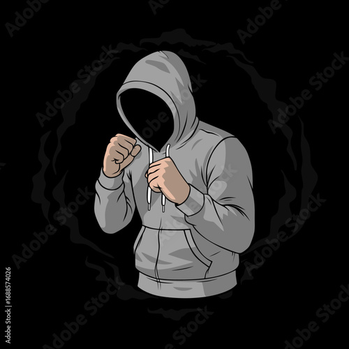 silhouette of a man ultras hooligan in a hood vector design