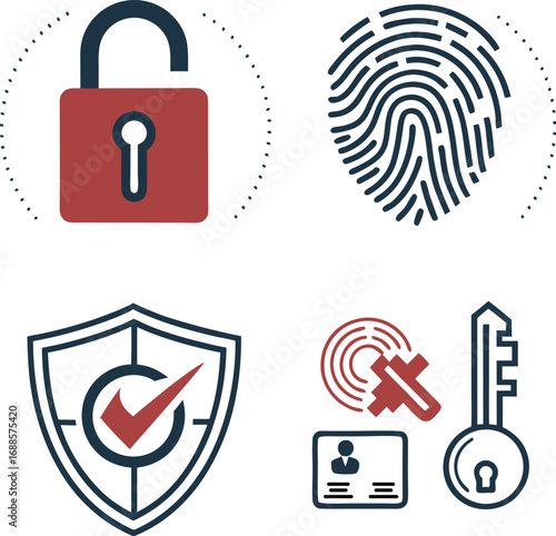 Wireless communication technology is used in this fingerprint security icon for a mobile phone network connection