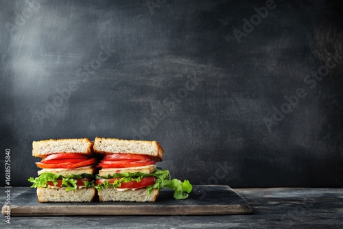 Vibrant Color Picture of Drawings on Blackboard with Sandwich
