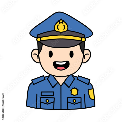 Friendly Police Officer Cartoon Illustration