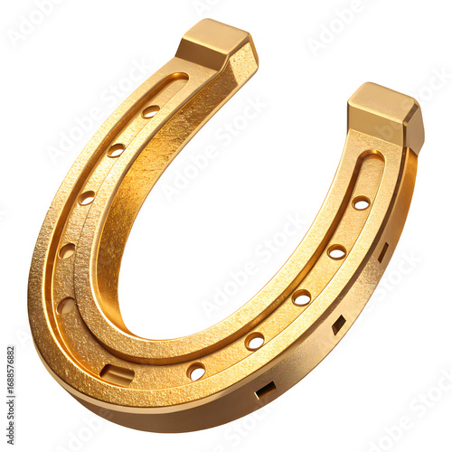 Shiny golden horseshoe isolated on a black background