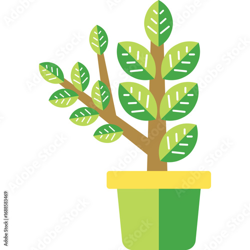 Potted Tree Vector Flat Illustration
