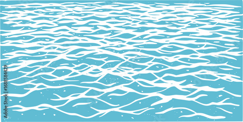Black and White Linocut Style Water Background Minimal Vector Illustration of Waves and Fluid Texture Design