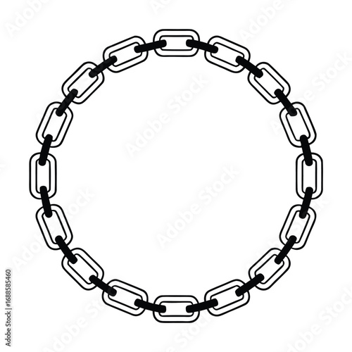 A circular chain frame creates a sense of unity and connection isolated on white background