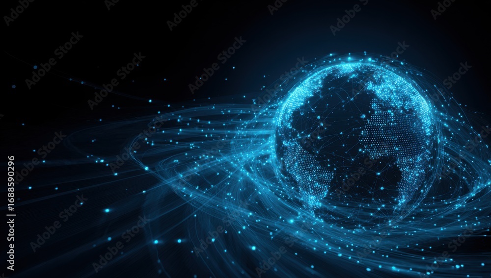 Obraz premium Digital Earth, glowing network