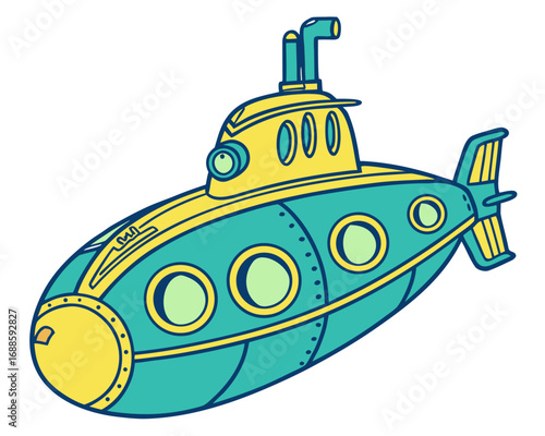 Submarine underwater silhouette vector