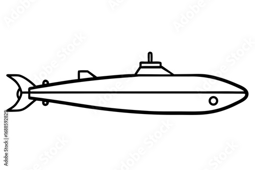 line art Submarine underwater silhouette vector