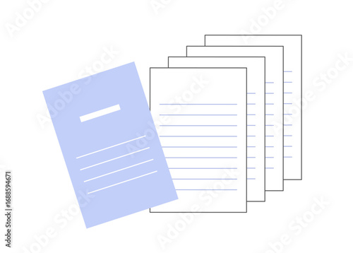 企画書をイメージした書類のイラストです。表紙の色は爽やかなブルー