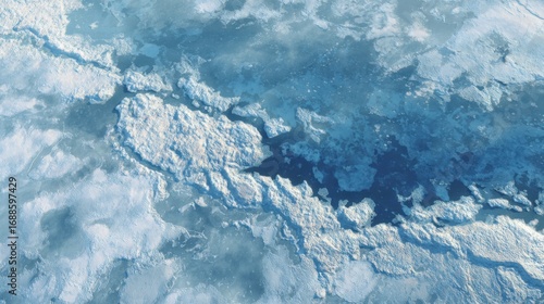 Wallpaper Mural Beneath bright daylight, the frozen landscape exhibits stunning patterns of ice and dark water. The glacial formations create a unique natural artwork, showcasing the beauty of winter. Torontodigital.ca