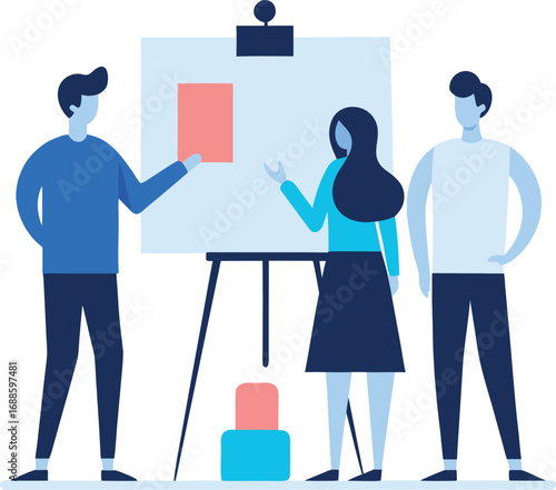 Business team concept illustration featuring a group of successful people in an office