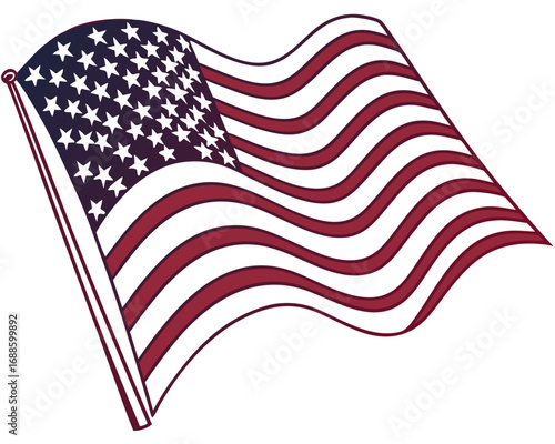 Waving American Flag Illustration with White Background usa flag stars and stripes