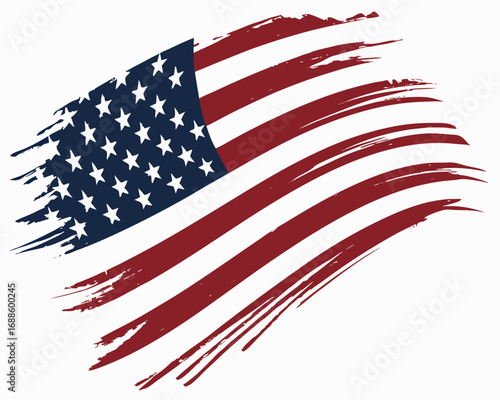 Distressed American Flag Brush Stroke Graphic on White Background usa flag united states flag