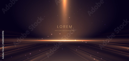 Scene gold light glowing with lighting effect on dark background. Luxury award celebration concept.