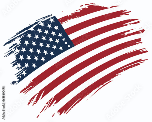 Textured American Flag with Brush Strokes and Frayed Edges on White Background usa flag united states flag