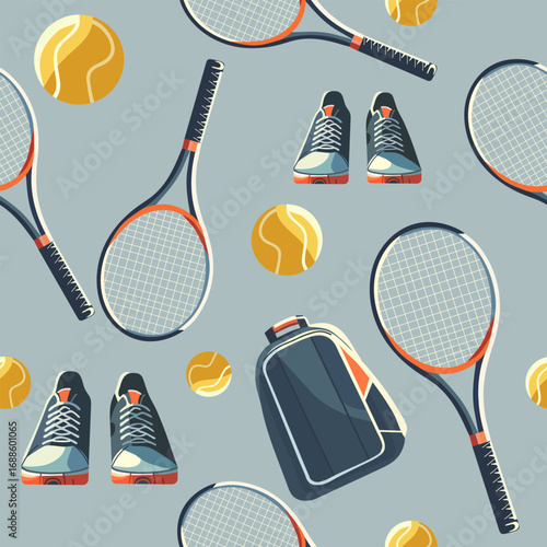 Pattern Sport Game Tennis Ball Racket Backpack