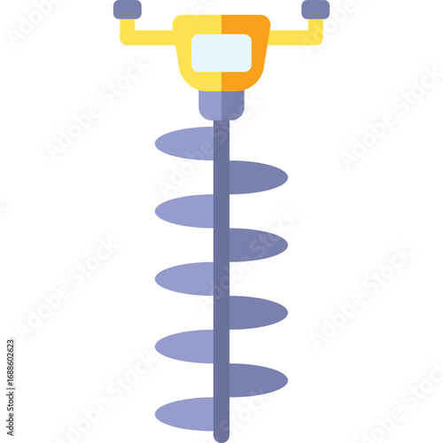 Earth Auger Vector Flat Illustration