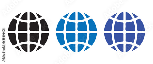 Set of World Map Globes Illustrating Global Outreach, Digital Communication, and International Collaboration