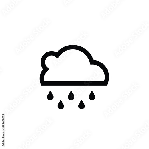 Simple icon of a cloud raining water drops