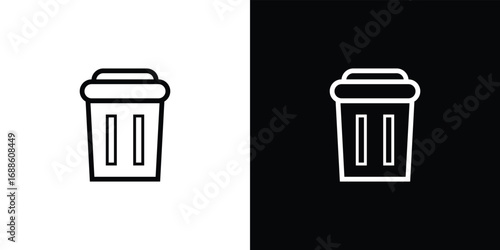 Simple trash can icon in black and white styles