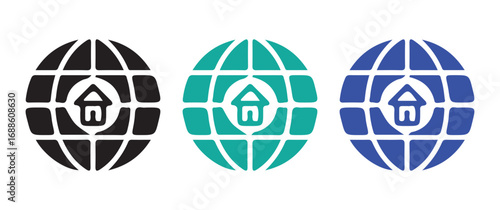 Planet Earth globe vector icon collection for worldwide concepts