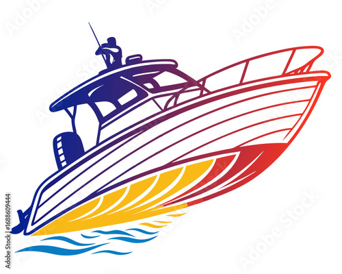 speed boat silhouette illustration isolated on white background