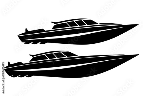 speed boat silhouette illustration isolated on white background