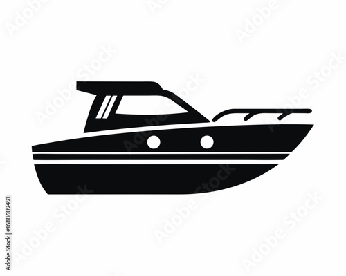 speed boat silhouette illustration isolated on white background