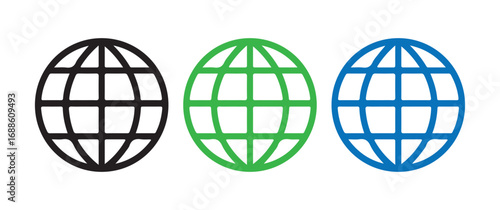 Modern Flat Design Globes Featuring Global Data Sharing, International Business, and Digital Communication Concepts