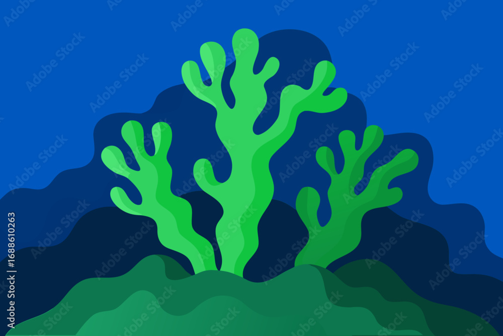 Obraz premium Vibrant green coral undersea landscape digital illustration vector art