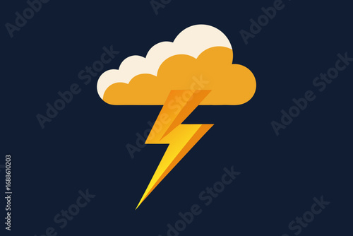 Vector illustration of a stylized lightning bolt emerging from a cloud
