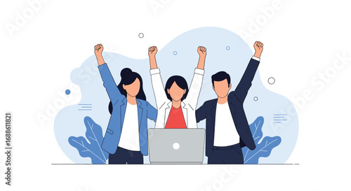 Teamwork and collaboration leading to success and achievement in the business world