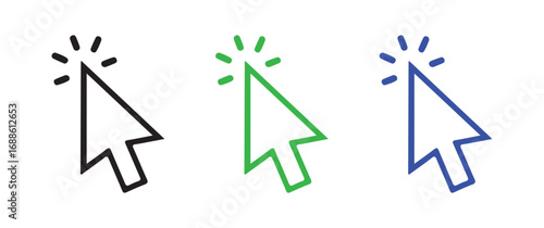 Black, green, and blue Earth globe icons perfect for web, mobile, and print design