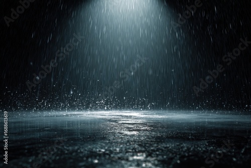 Wallpaper Mural Dark, rainy night scene on wet pavement.  Spotlight illuminates Torontodigital.ca