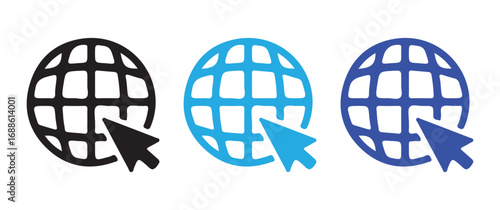 Online Global Network Icons in Modern Colors