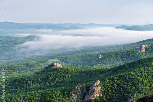 Canvas Print Morning Mist over Lama Mountain, Balin Town, Yakeshi City, Inner Mongolia Autono