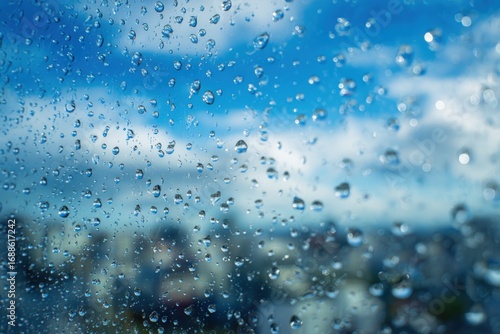 Raindrops on glass, city view (10)