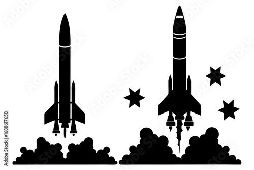 Rocket launching silhouette illustration